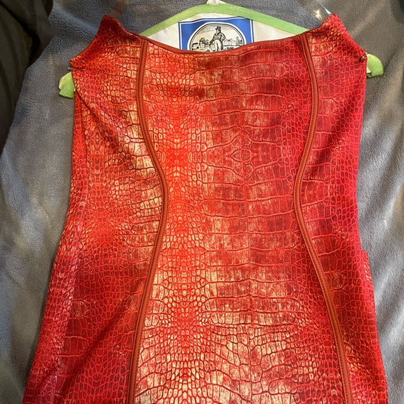 Pretty Little Thing | Red Snake Skin Print Dress with Clear Straps - Picture 2 of 2